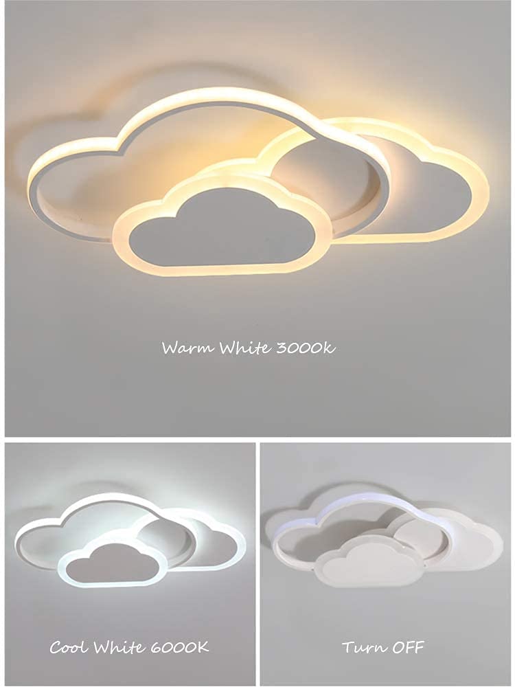 ZEKEI Lampadario Cameretta Bambina Plafoniera Led Soffitto, 52CM Telecomando 3000-6000K Lampadario Nuvola Cameretta, Lampade Cameretta Bambina Soggiorno Camera da Letto Bambino 42W
