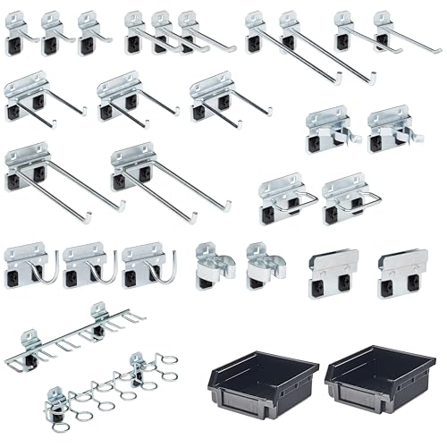 Triton Products LH3-KIT LocHook 30-Piece Zinc Plated Steel Hook and Bin Assortment for LocBoard