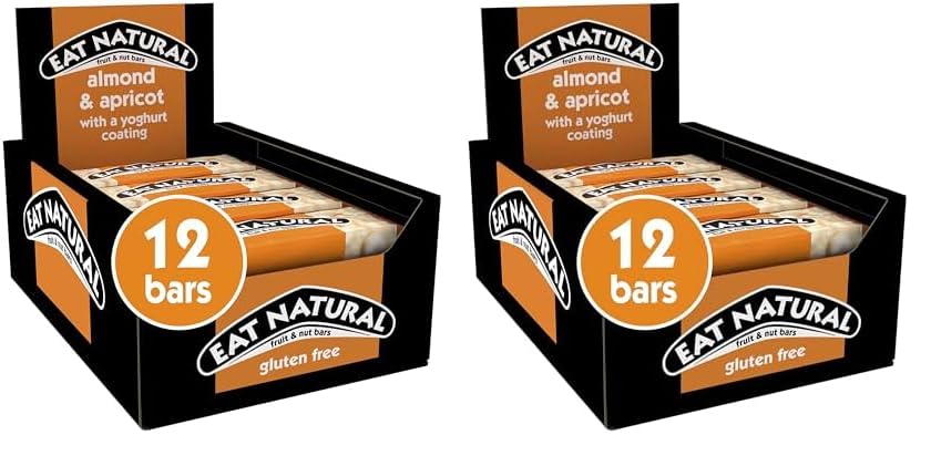 Eat NaturalAlmond & Apricot with a Yoghurt Coating Fruit & Nut Bars 12 x 40g (Pack of 2)