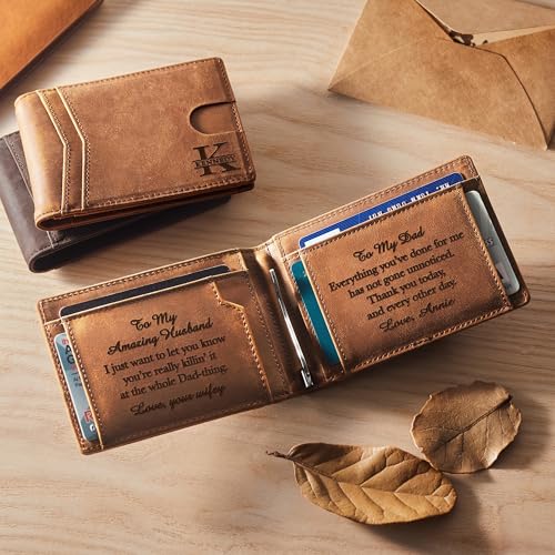 Blocking Slim Bifold Wallet for Men | RFID Personalized Leather Wallet Gift for Husband or Boyfriend | Engraved Slim Wallet with Money Clip2