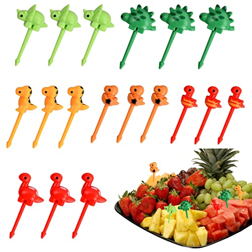 18 Pcs Plastic Animal Fruit Forks Cartoon Food Toothpick for Kids Mini Dinosaur Food Picks for Kid Cute Bento Fruit Food Picks Lunch Box Accessories for Fruits Cake Dessert Pastry Children Party Decor