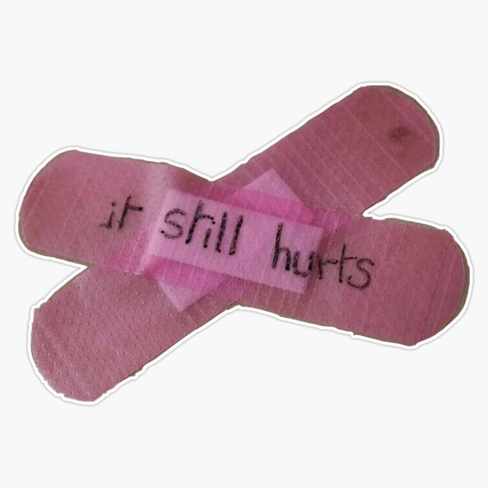 It Still Hurts Pink Bandaid Sticker Vinyl Waterproof Sticker Decal Car Laptop Wall Window Bumper Sticker 5"