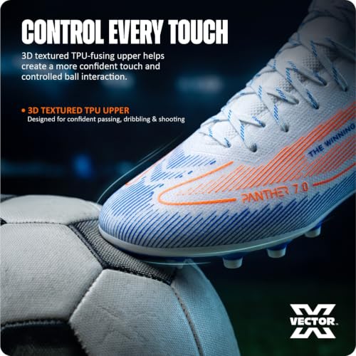 Image of Vector X Panther 7.0 Football Boots for Men|3D Texture TPU Fusing Upper|TPU Studded Outsole|EVA Cushioned Collar|Lightweight Football Training & Match Shoes