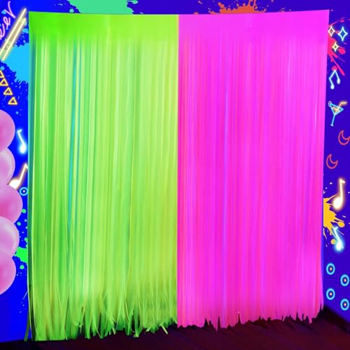 2 cortinas fluorescentes para fiestas 3.3x6.6 ft pack 2 miniatura 1