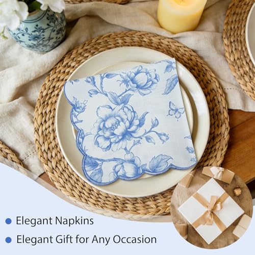 Servilletas de Tela Azules Floral Set x4 45x45 cm miniatura 6