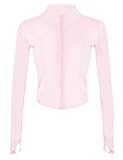 Tanming Women's Full Zip Seamless Workout Jacket Running Yoga Slim Fit Track Jacket