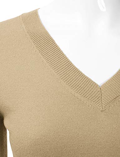 Image of EIMIN Women's Long Sleeve V-Neck Slim Fit Pullover Soft Knit Top Sweater (S-XL)