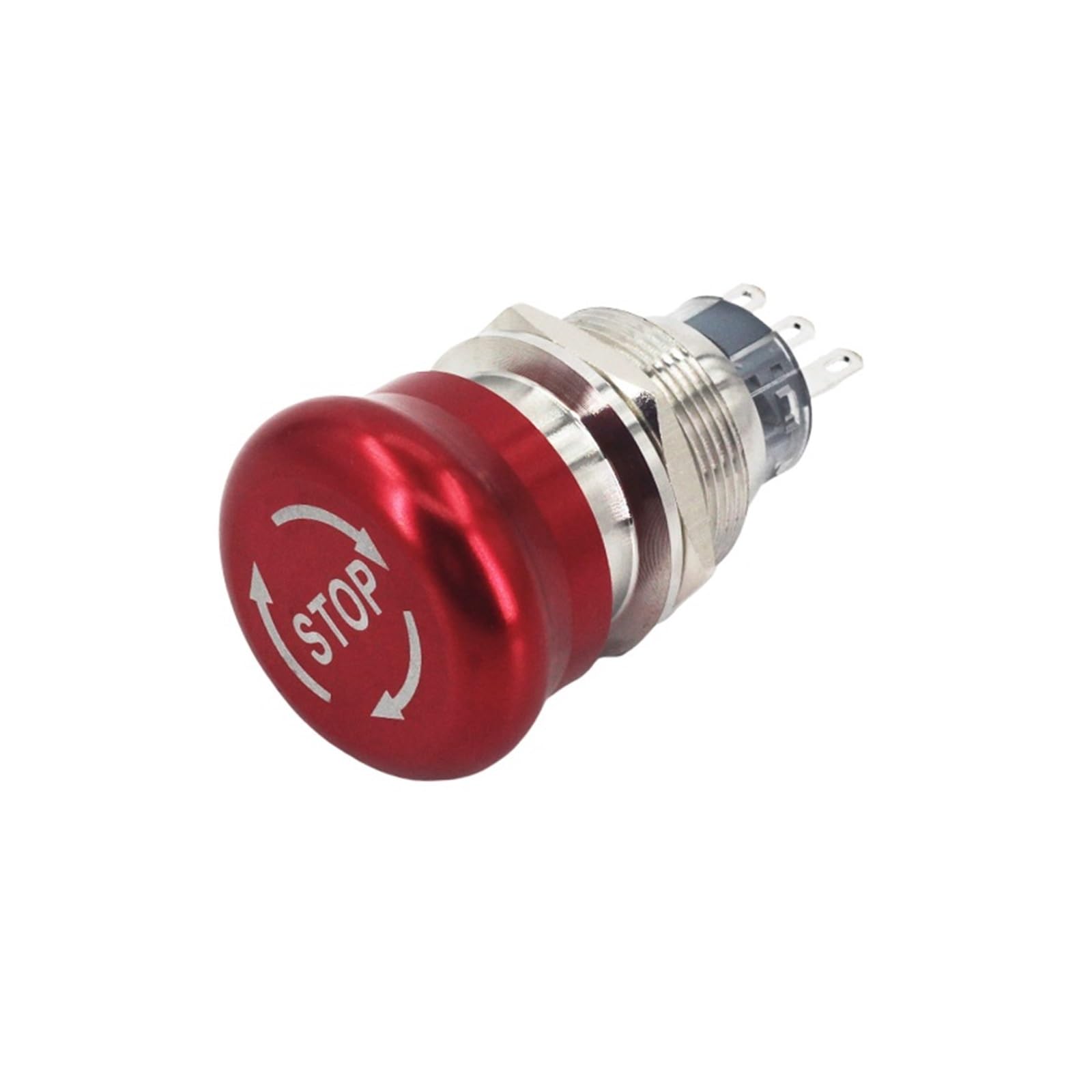 AARTERZZA Emergency Stop Switch Metal Emergency Stop Switch Rotary Push-Pull Emergency Stop Button 220V 24V 12V with Base 16MM 19MM 22MM 2NO2NC(22MM Stop)