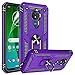 Moto G7 Power Phone Case,Moto G7 Supra Case with HD Screen Protector,Gritup 360 Degree Rotating Metal Ring Holder Kickstand Armor Anti-Scratch Bracket Cover Phone Case for Motorola G7 Power Purple