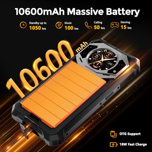 Image of FOSSIBOT F101 Pro Rugged Smartphone Unlocked, Dual Screen 10600mAh Battery 15+128GB Storage MTK8788 Octa-cora Processor 24MP+8MP+5MP Camera 5.45 inch HD+ Screen Android 13 IP68 /IP69K 4G Dual SIM NFC OTG