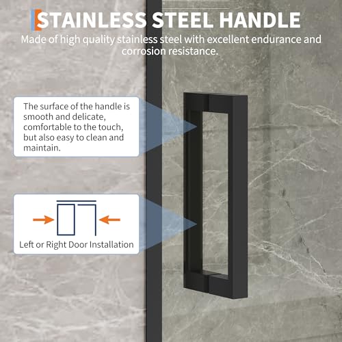 Image of Framed Bypass Shower Door 44-48 inch Wx72 inch H, Aluminum Structure with Dual Sliding Panels, 6mm Coated Tempered Glass, Matte Black Finish, Space-Saving Easy-Glide Bathroom Door