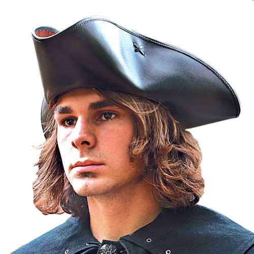 Museum Replicas Capt. Jack Tricorn Leather Pirate Hat (Large/X-Large, Brown)