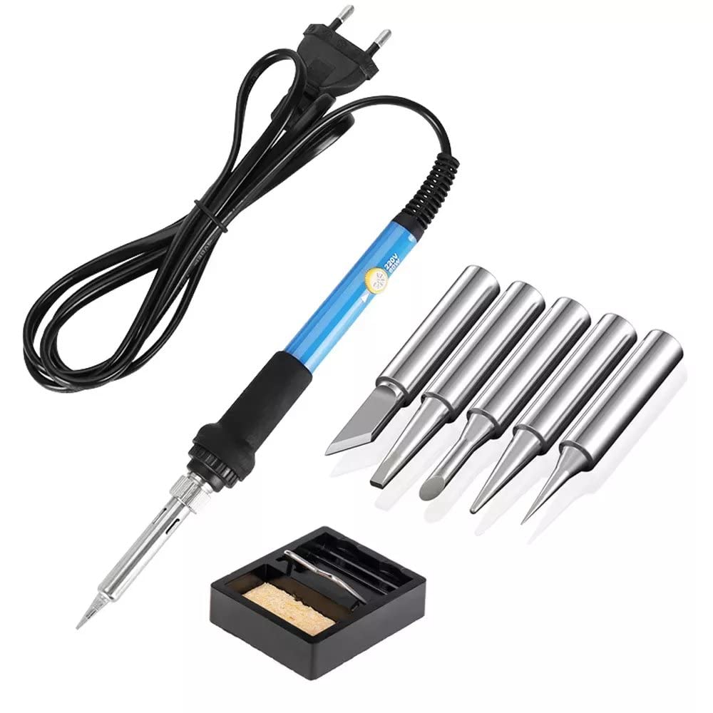 Kit saldatore a stagno 60 W temperatura regolabile 200-450 °C 5 punte
