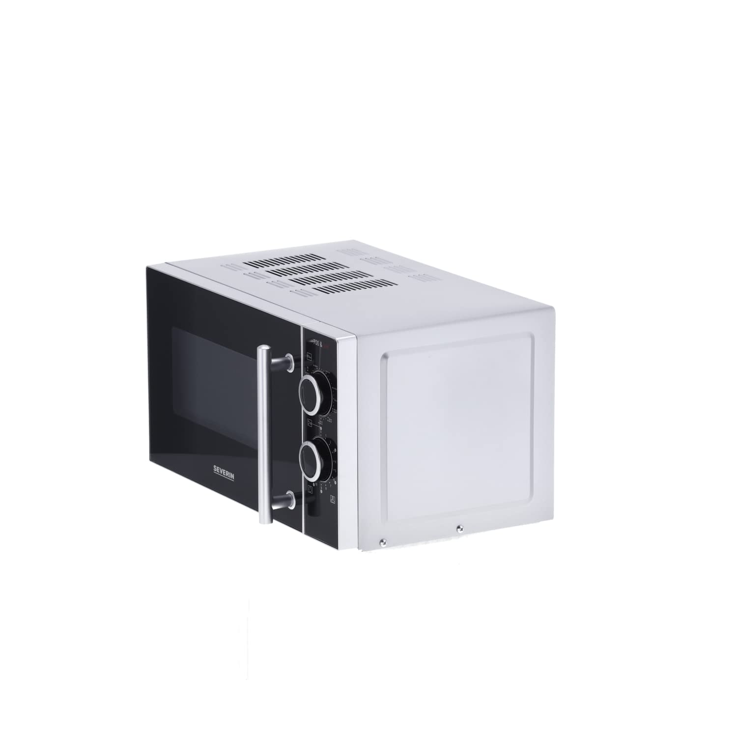 Severin Four Micro-ondes, Gril 900W, 20L, 9 niveaux de puissance, Minuteur 30 min, Plateau tournant amovible (Ø24,5cm), Inox/Noir, MW7771