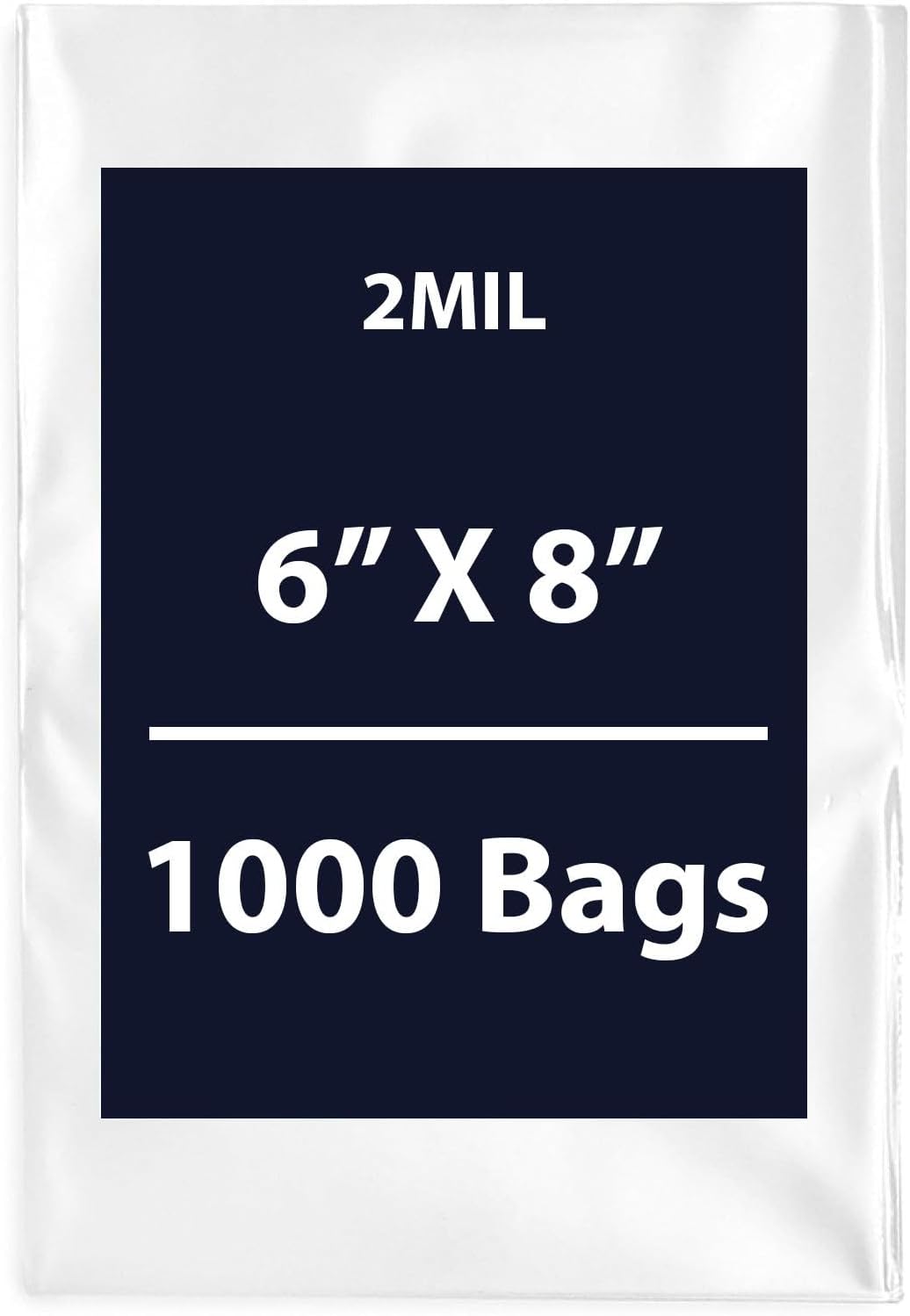 Clear Flat Poly Bags, 2Mil 6" X 8" & 2000 Bags | Low-Density Polyethylene (LDPE), Flat Open Top Plastic Packaging Packing | Flexible and Durable Plastic Bag