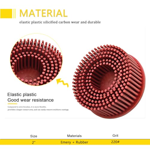 Image of Tools 2 Inch Bristle Disc Bristle Disc Grade - 220# Grit Abrasive Coating Removal Disc for Metal with 6mm Shank Attachment 1set