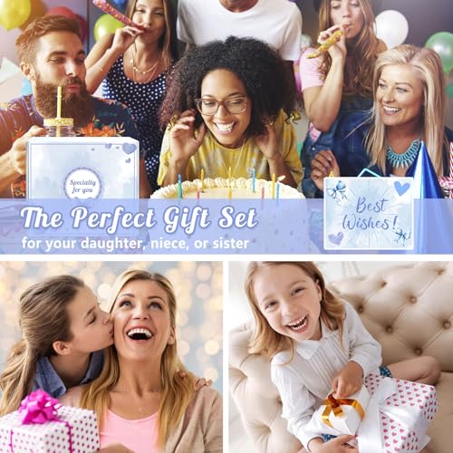 ZJKUBOIS Geschenke für Mädchen Teenager 9 10 11 12 13 14 15 16 Jahre, Geburtstag Geschenkset enthalten Trinkglas mit Strohhalm und Deckel, Kosmetiktasche für Tochter,Nichte, Enkelin,Freundin