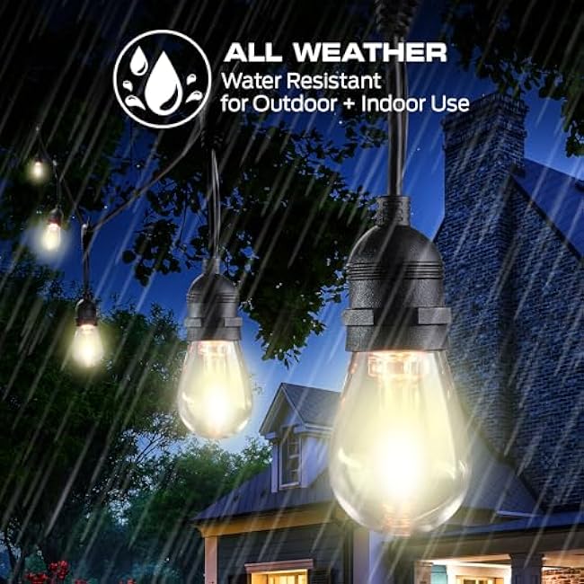 Monster 24 Foot Premium Outdoor Smart RGB+IC+WW String Lights, 12 Bulb Color Flow Dimmable LEDs, Sound Reactive, Water & Weather Resistant, Compatible with Alexa, Siri, Google Home, App