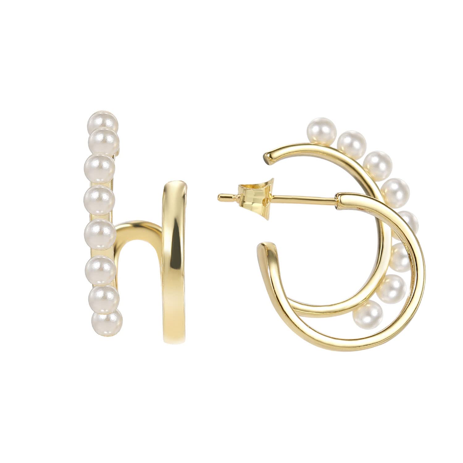 IUokLU Earrings for Women Sterling Silver Stud Earrings Women Pierced Kite Earrings Double Hoop Shell Beads Earrings