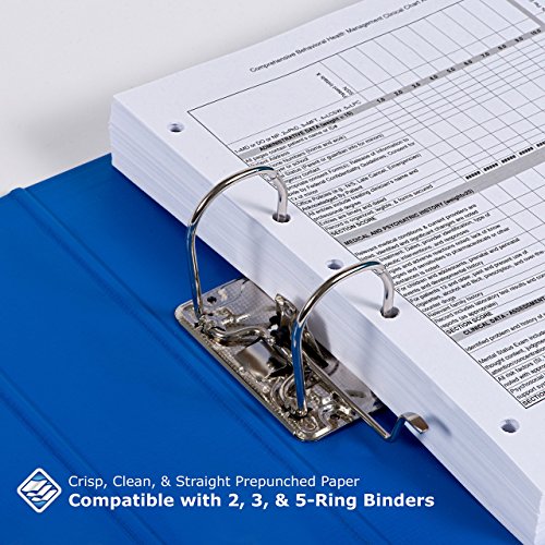 PrintWorks Professional Pre Punched Paper, 5 Hole Punch Left For 2 Ring & 3 Ring Binders & Side Fastener File Folders, 8.5 x 11, 20 lb, 500 Sheets (04340), White, 5-Hole Left Punched