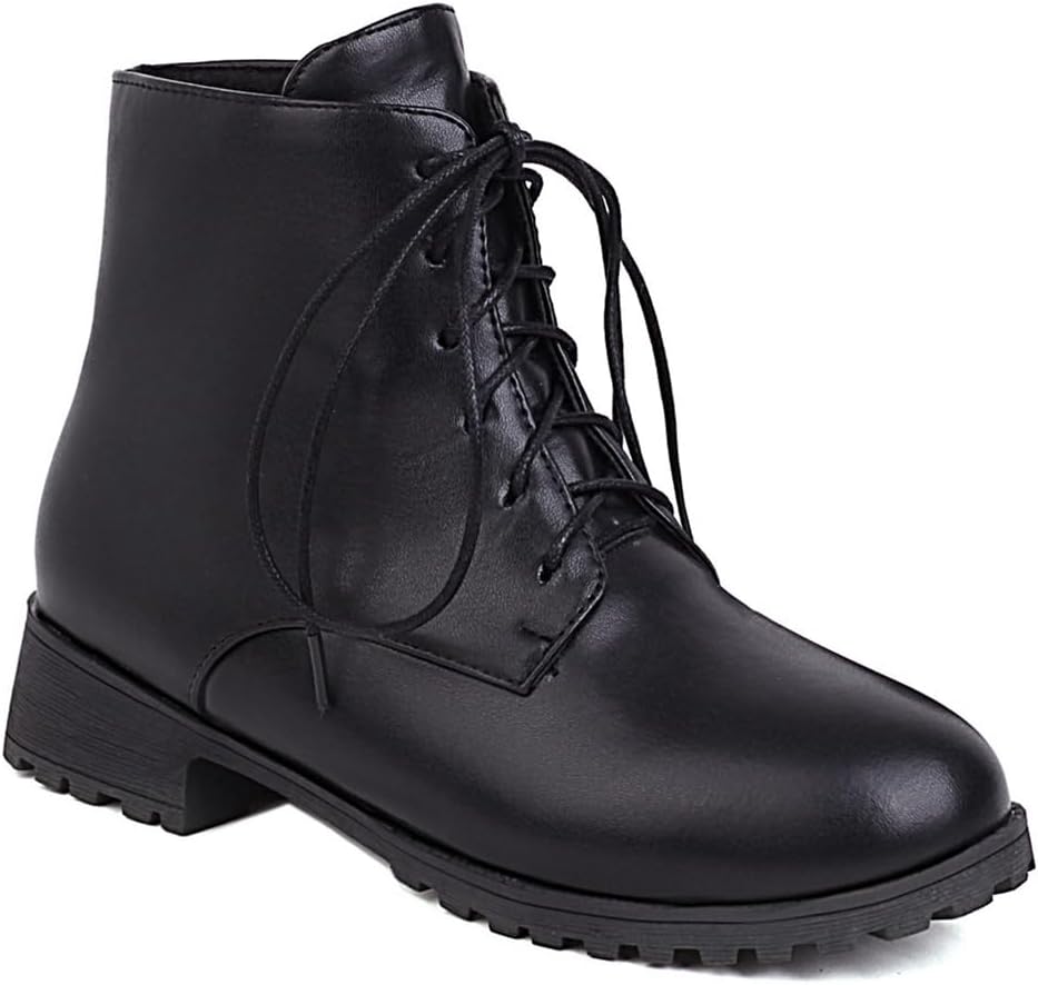 Flat Low Heels Lace Up Ankle Boots For Womens Casual Round Toe Suede Winter Dressy Short Booties