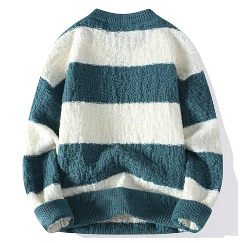 Men Long Sleeve Warm Knitted Sweater Men's Casual O-Neck Stripe Pullover Sweaters3