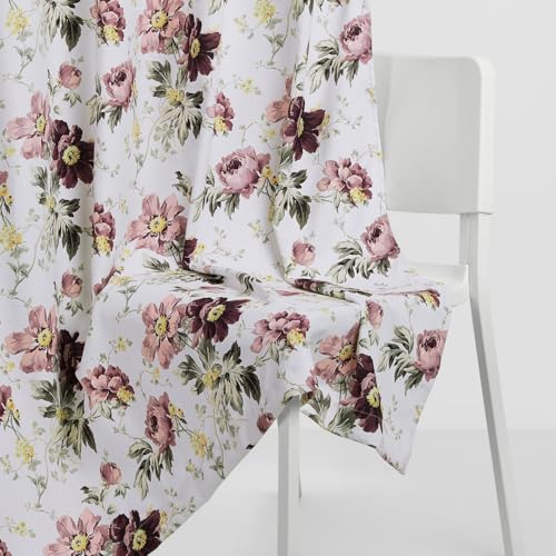 Image of haus & kinder Digital Printed Cotton Window Curtain 5 Feet Long Pack of 2 Window Curtains, 5 Feet Curtain for Window (Vintage Blossom, Multicolor 130x152 CM)