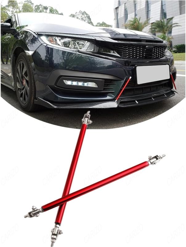 CARIZO Adjustable Splitter Rod Pair 8-11 Inch, Red Front Lip Support Stabilizer, Aluminum Tension Bar with Swivel Ends, Bumper Lip Splitter Extension