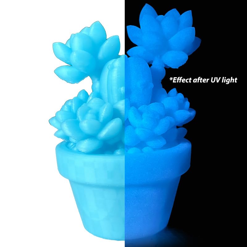 Image of Glow in Dark Blue PLA 1.75mm 1kg Spool Bright Luminous 3D Printer Filament | Glow in the dark Luminous blue Bright night printing Hide layer lines Low warping No tangle 1kg spool 2.2lbs for Bambu Prusa