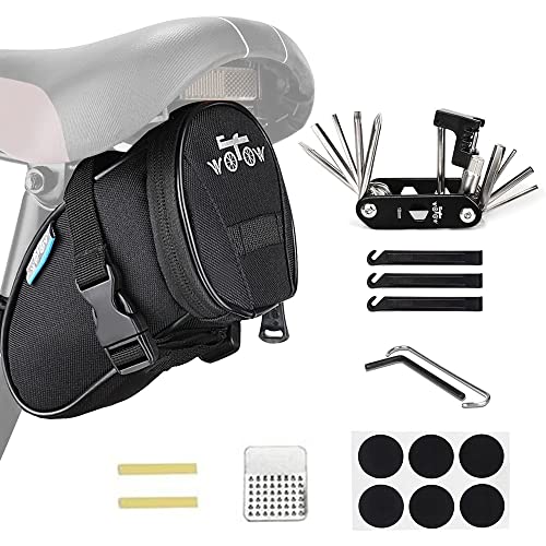 Image of WOTOW Bike Repair Tool Kit & Bike Saddle Bag, 14 in 1 Bike Chain Tool Hex Key Wrench Maintain Accessories Multitool Set with Portable Under Seat Bag for Road Mountain Commuter Bicycle