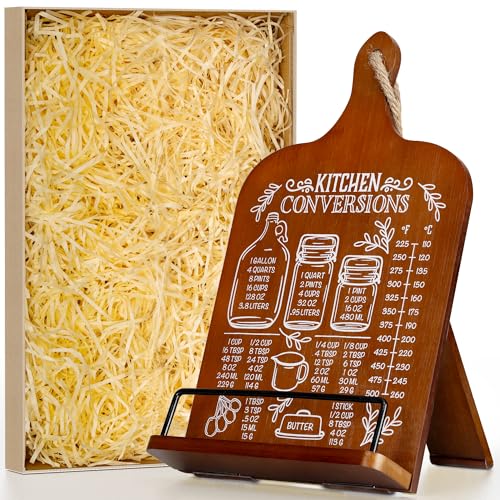 Indirewash Kitchen Conversion Chart Cookbook Stand, Recipe Holder for Kitchen Counter, Cookbook Holder Stand, Kitchen Book Holder, Unique Gifts for Women, Bworn Color