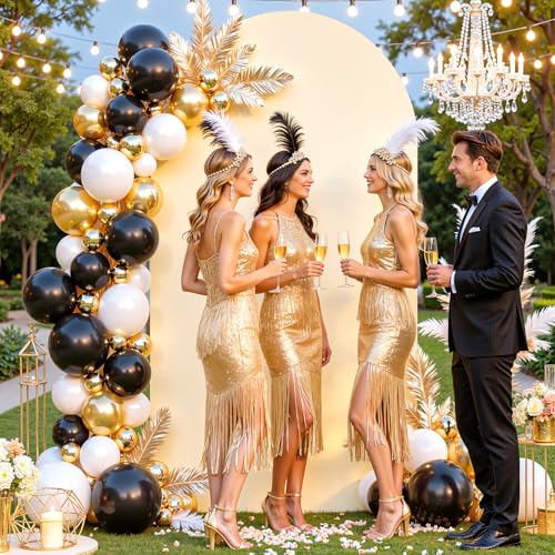 Image of Champagne Arch Cover 6.6FT Spandex Fitted Wedding Arch Stand Covers Round Top Chiara Arch Covers Stretchy Backdrop Cover for Birthday Party Ceremony Banquet Decoration