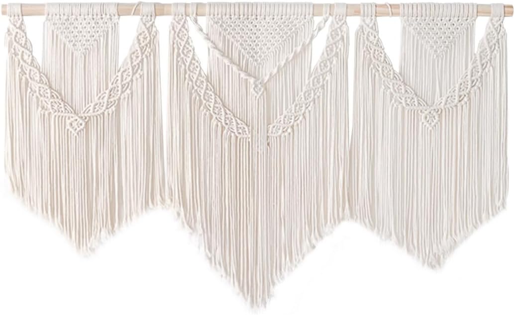 Handmade Bohemian Art Decor with Tassel Craft Ornament for Bedroom Living Room Apartment Nursery, Boho Wall Art Rope Woven Tapestry Wall Hanging