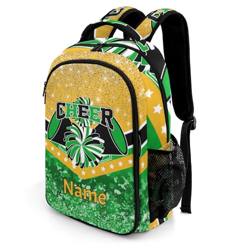 Waterproof Cheer Backpack Personalized Cheerleader Backpack for Sport Training Competition Gift(Green Gold)2