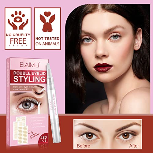 Schlupflider Stripes, Schlupflider Tapes, Double-Sided Eyelid Tapes, Unsichtbares Doppelte Augenlid Stripes, UnsichtbareSofort-Lidstraffung für Unebenheiten/Tropfen/Haubenlider(480 Stuck)