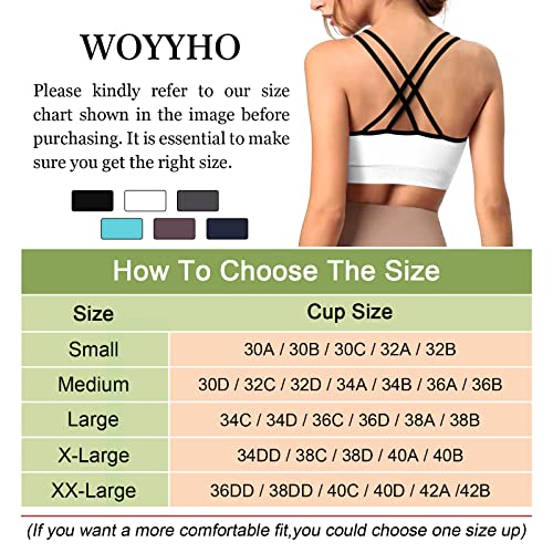 Image of WOYYHO Cross Back Sports Bra for Women Padded Medium Support Workout Bra