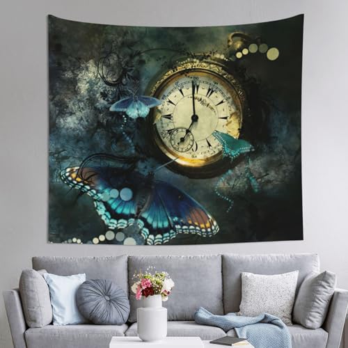 Tapisserie horloges papillon imprimée grand format haute définition 152x130