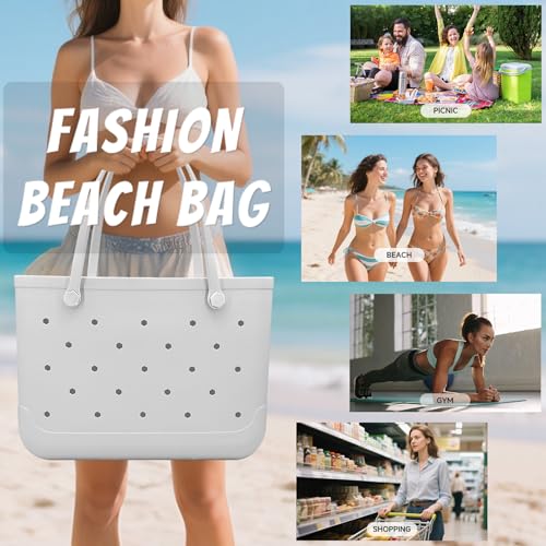 CXY Rubber Beach Bag, Waterproof Travel Tote bag for Women Outdoor Summer Beach Tote Washable Bag Open Handbag for Daily3