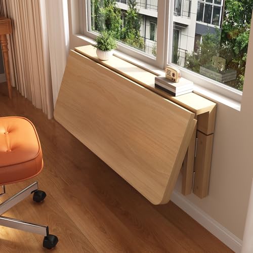 Piccolo spazio scrivania a scomparsa，Rastrelliera pieghevole in legno massello da parete，Elevata capacità portante, diverse dimensioni disponibili, salvaspazio,a soggiorni, cucine e camere da letto(60