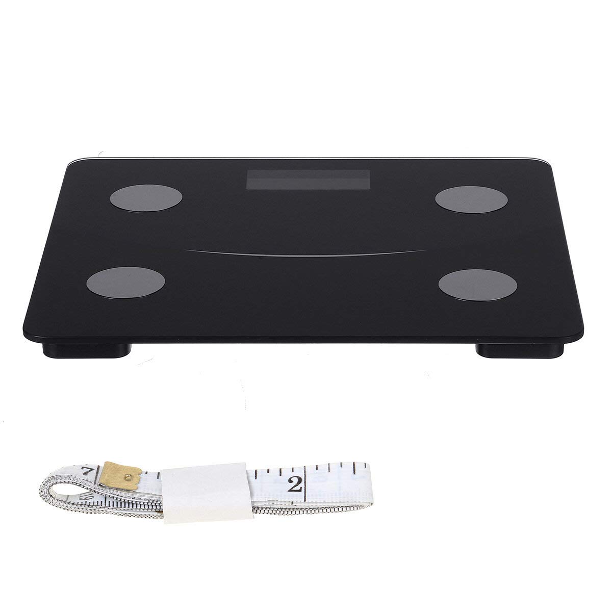 modny design 180 kg Zakres pomiarowy Waga Bluetooth z cyfrowym wyświetlaczem LED Overbold APP Waga łazienkowa Waga ciała Wireless Smart Digital (kolor: czarny) (czarny)