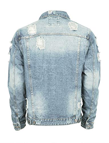 URBANJ Men's Distressed Denim Jacket3