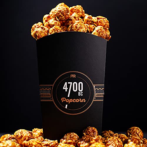 Image of 4700BC Gourmet popcorn, Himalayan Salt Caramel, Pouch, 240g (Pack of 4) with Classic Edition Popcorn Tubs