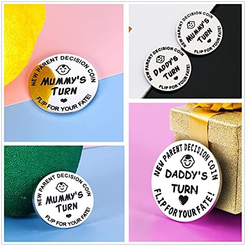 New Parents Decision Coin,Gifts for Mum Dad,Newborn Baby Gifts,New Mum Gifts,Flip Coin Decision,Funny,Birthday,Anniversary,Stainless Steel (Silver)