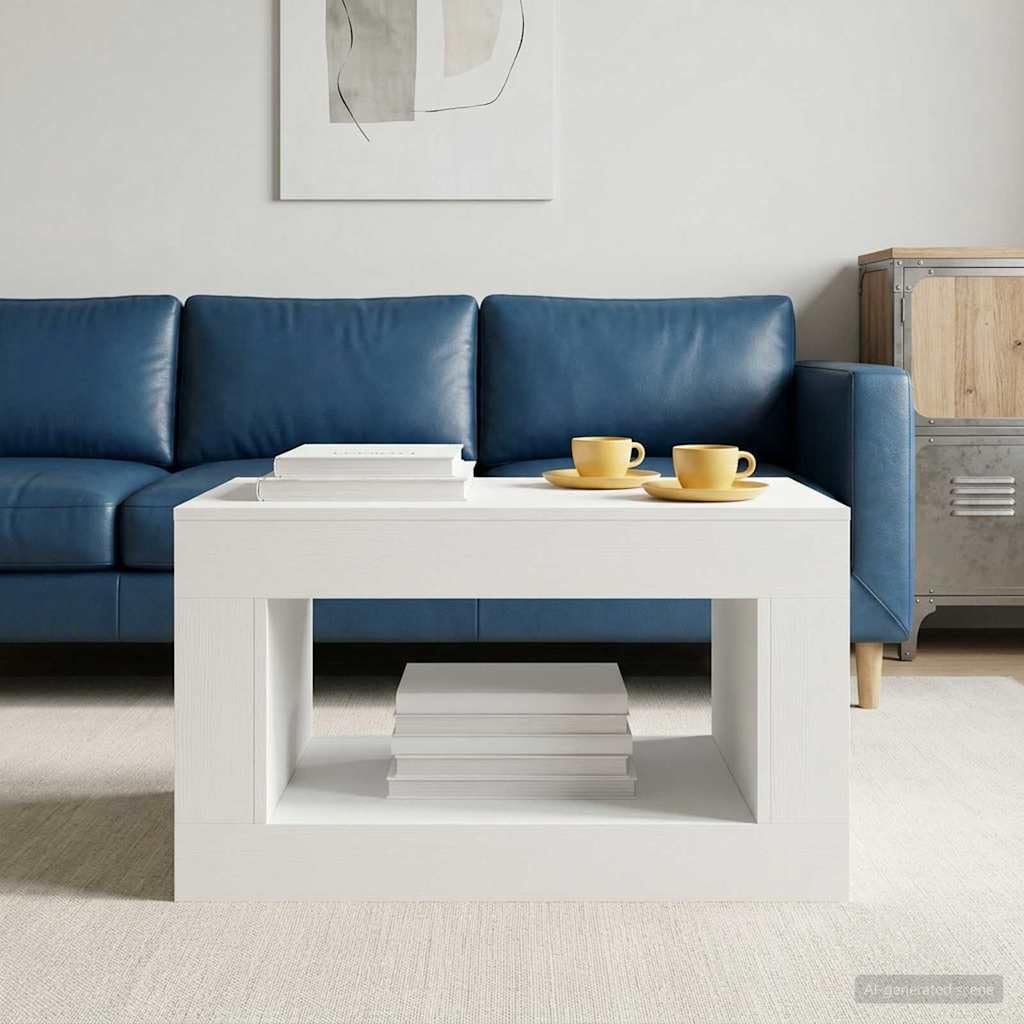 Table basse blanche en bois table de salon avec tiroir et meuble d'appoint