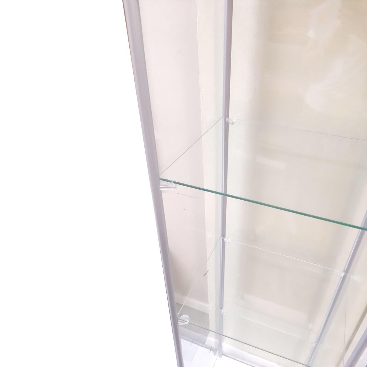 Bissolo Casa Vetrina Bianca 2 Ante, Ripiani in Vetro Temperato, Struttura in Metallo e Laminato, Dimensioni 60,5 x 36,5 x H.163 cm, per Soggiorno, Sala da Pranzo, in Kit