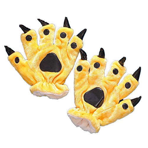 QZERPLAY Unisex Paw Claw Winter Finger Gloves for Halloween Costume Khaki S