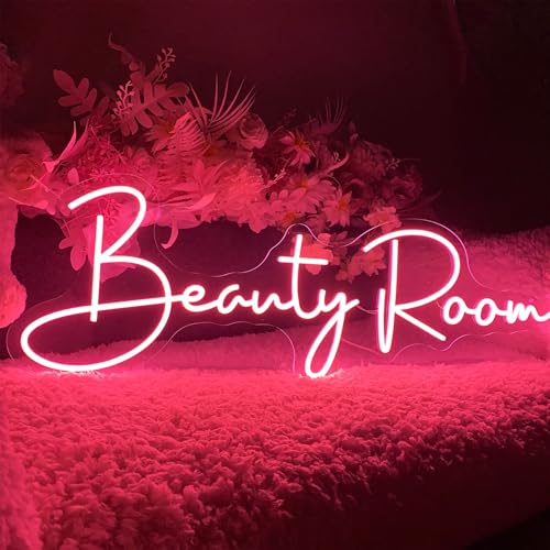 Image of Beauty Room Neon Sign For Spa Beauty Room Nail Brows Lashed Salon Studio LED Wall Art Decor For Business Stores Logo Barber Shops Led Word Indoor Custom Neon Lights 5V USB Powered Peach Pink 40x16.3cm