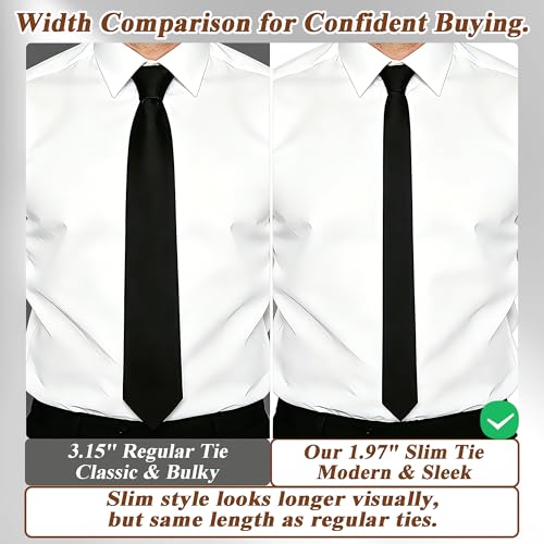 Image of Landisun Black Tie Men Women Solid Skinny Ties Slim Ties Satin Tie