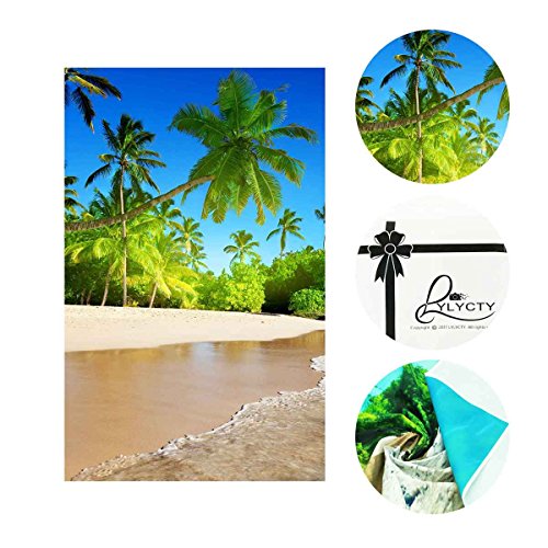 Lylycty Summer Sunshine Photography Background 5X7Ft Natural Beach Coast Tropical Paradise Blue Sea Sky Coconut Tree Photo Studio Props (Upgrade Material) Ly032 #TOP4