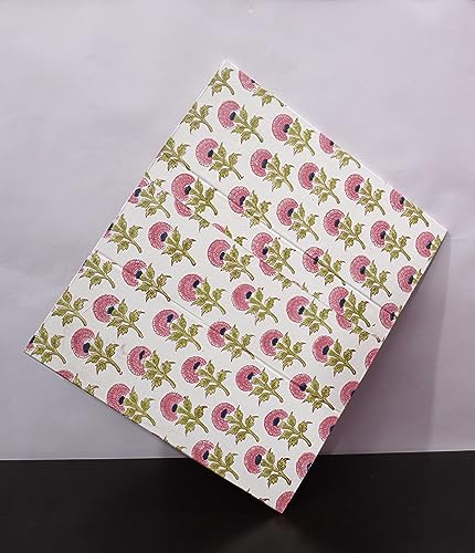 Image of Generic 3.3 Gallon Cotton Hand Block Printed Paper Waste Basket |Small Decorative Trash Can for Housewarming Gifts in Living Room, Bedroom, Bathroom | Eco-Friendly, Plastic-Free (1, PINK FLOWAR)
